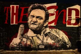 Johnny Cash mural outside The End in Nashville